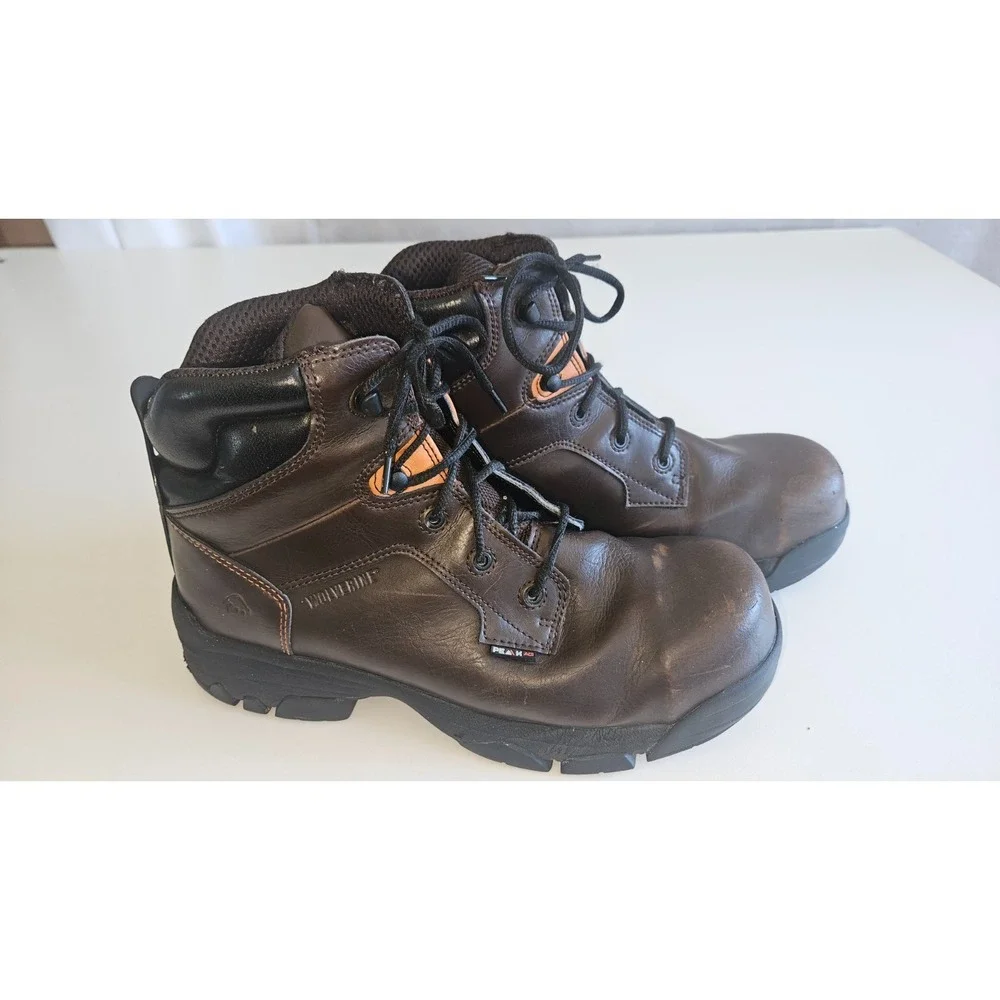Wolverine Merlin Composite Toe Work Boots Mens 10.5 Brown Waterproof Safety